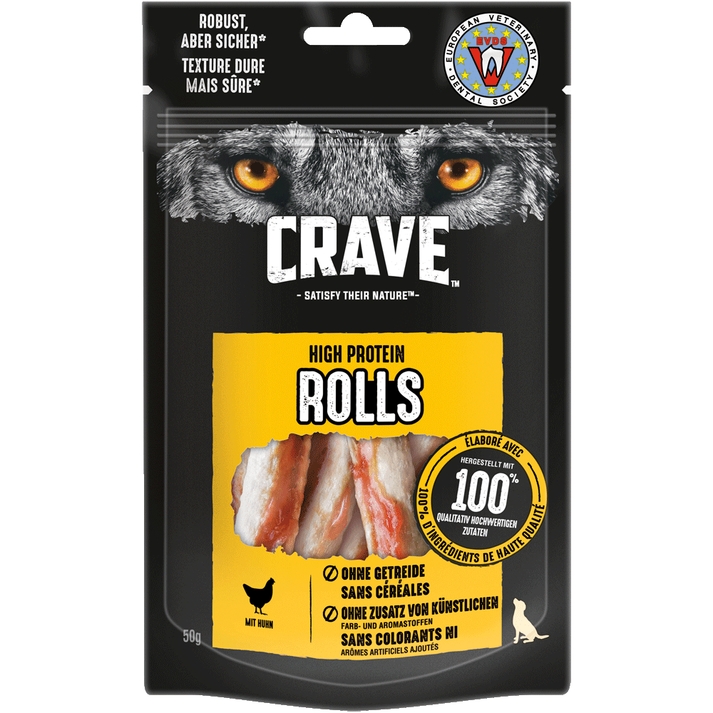 CRAVE™ Hund Beutel High Protein Rolls mit Huhn 50g - 1