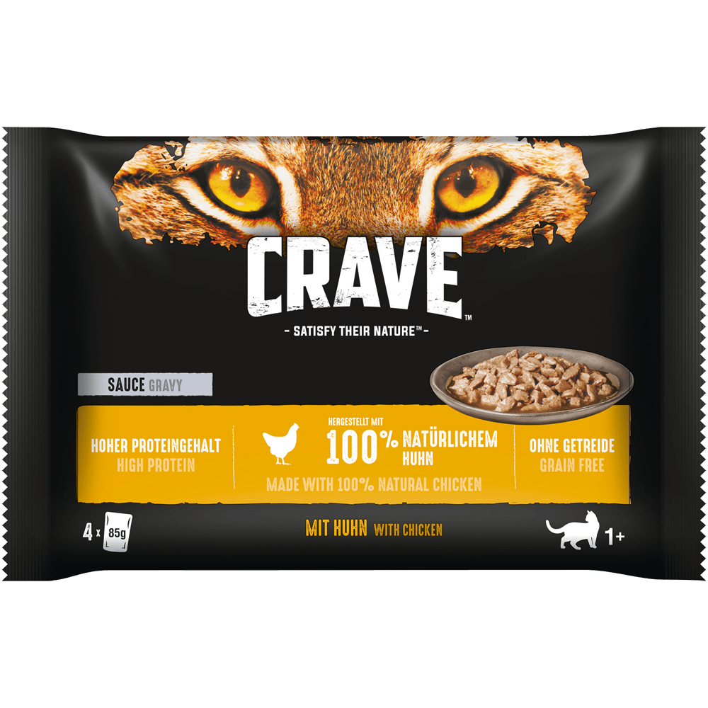 CRAVE™ Katze Portionsbeutel Multipack Sauce mit Huhn 4 x 85g - 1