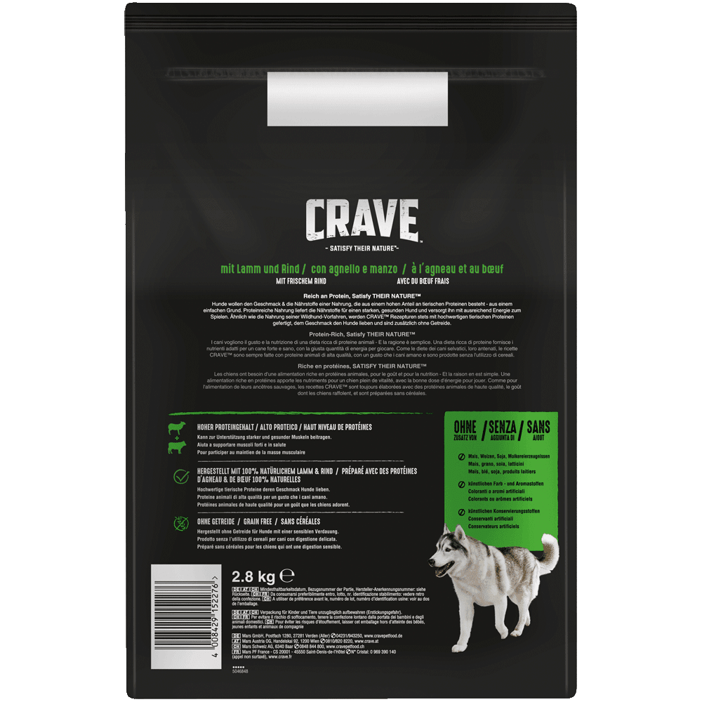 CRAVE™ Hund Beutel mit Lamm und Rind 2,8kg & 7kg - 2