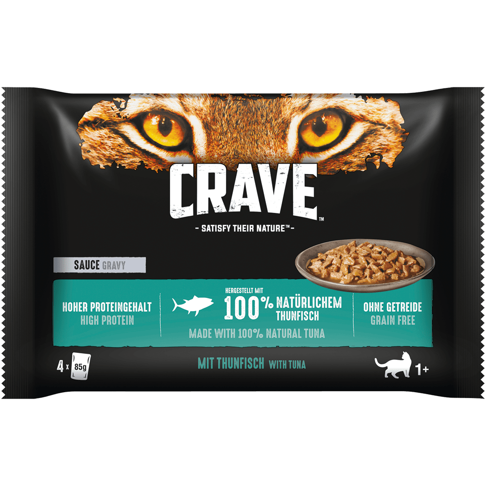 CRAVE™ Katze Portionsbeutel Multipack Sauce mit Thunfisch 4 x 85g - 1