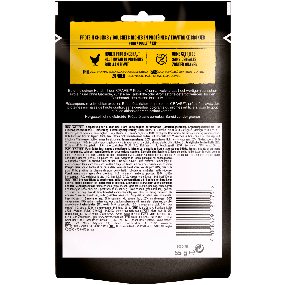 CRAVE™ Hund Beutel Protein Chunks mit Huhn 55g - 2