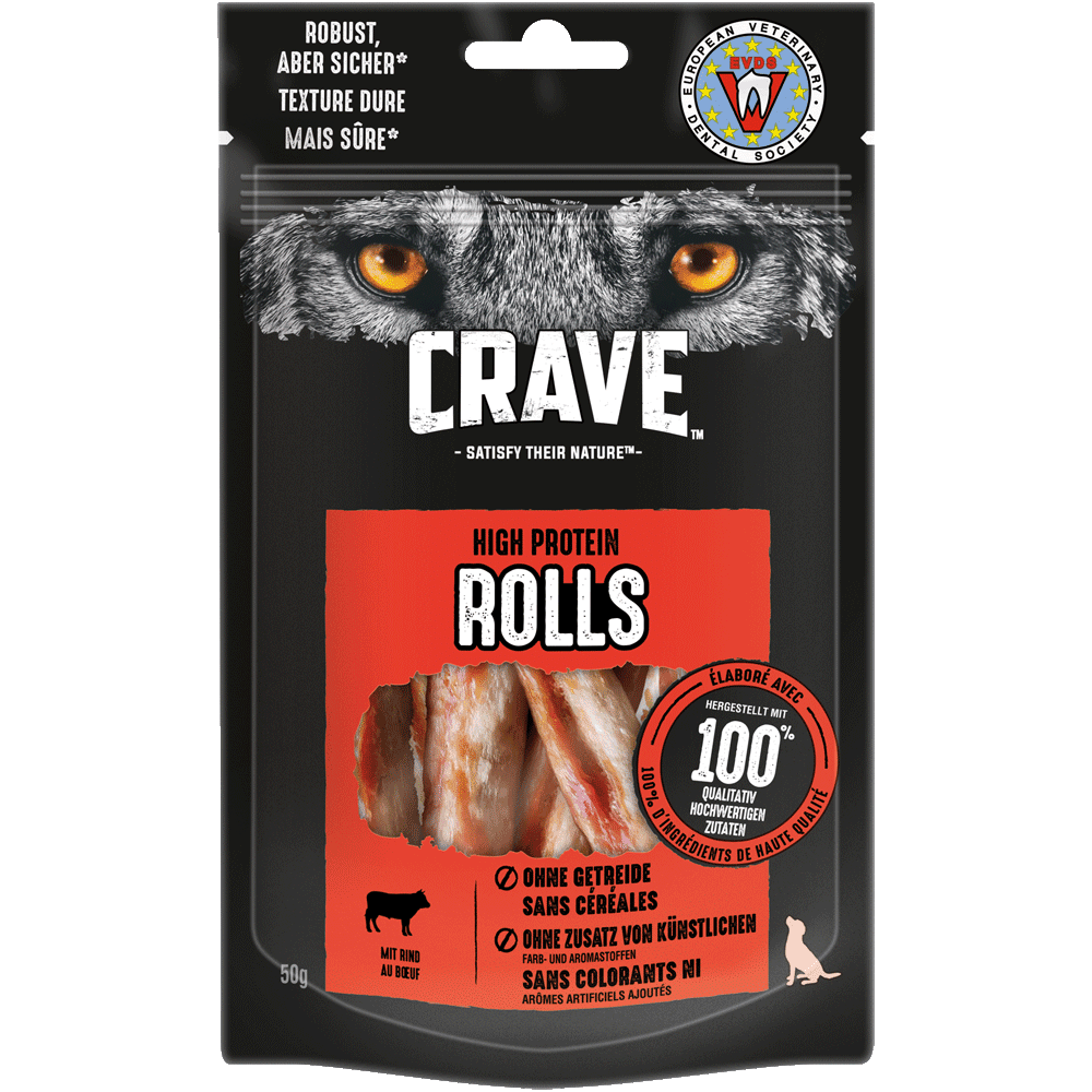 CRAVE™ Hund Beutel High Protein Rolls mit Rind 50g - 1